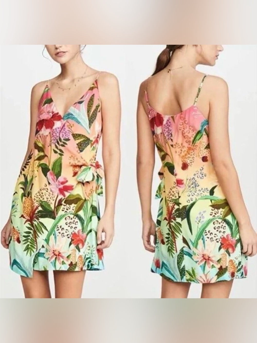 FARM RIO Amazonian Ombre Mini Wrap Dress NWOT